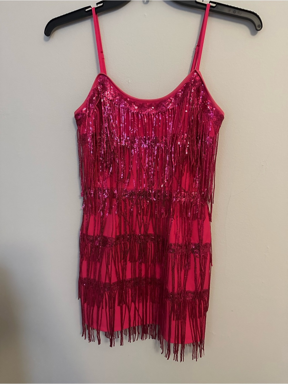 Altar'd State Hot Pink Sequin Fringe Dress xs